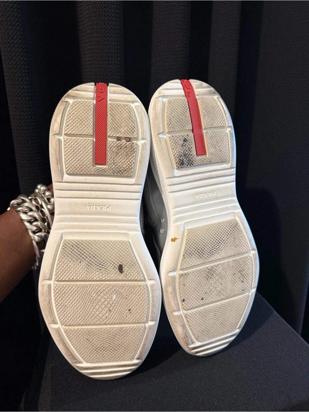 Prada Silver Metallic Mesh Runner Sneakers
